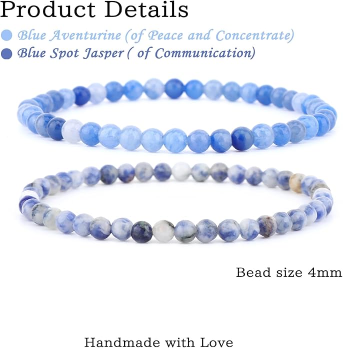 NCB 2.3-Piece 4mm Natural Crystal Gemstone Stretch Bracelets – Handmade Reiki Energy Healing Jewelry for Meditation,Yoga, Unisex