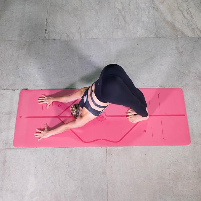 Liforme Original Yoga Mat – Free Yoga Bag Included - Patented Alignment System, Warrior-like Grip, Non-slip, Eco-friendly, sweat-resistant, long, wide, 4.2mm thick mat for comfort