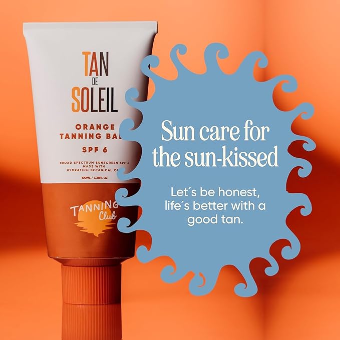 Tanning Club Tan De Soleil 2-Pack – SPF 6 Sun Tanning Lotion (100 ml each) – Hydrating Orange Tanning Balm with Shea & Cocoa Butter for an Instant Glow & 80-Minute Water-Resistant Sun Care