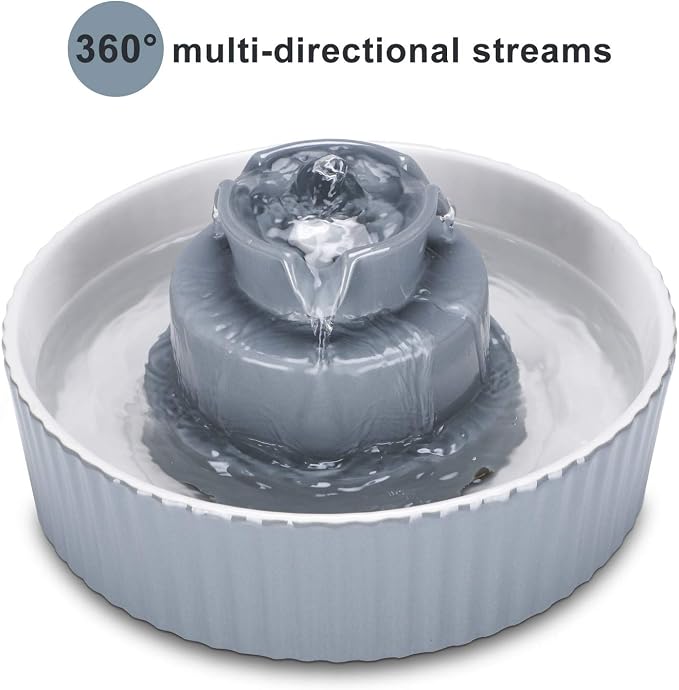 Wonder Creature Ceramic Cat Water Fountain, Stable Cupcake Design, 71oz | 2.1L Pet Fountain with Anti-Tip Ceramic Design, 2 Quiet Pumps, 360° Water Flow, 3 Filters for Cats and Dogs