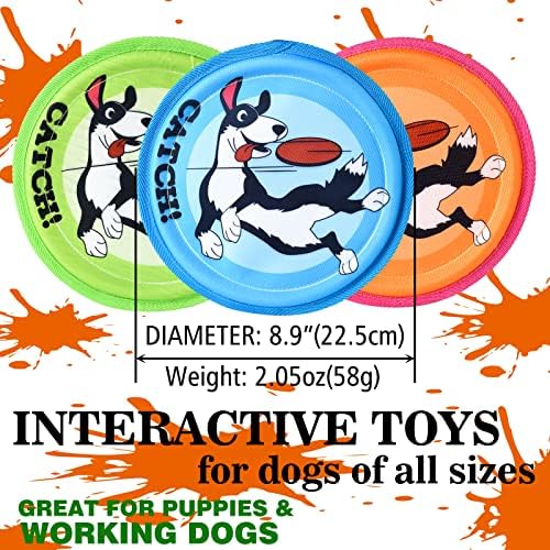 XIGOU Dog Flying Disc, 3 Pack Dogs Flyer Toys, Lightweight Flying Disc Dog Fetch Toy for Small, Large Dogs & Puppies - Floats in Water & Safe on Teeth