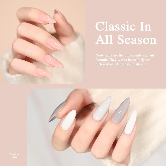 Beautpal Nude Grey Gel Nail Polish Set 10PCS All Seasons Skin Tones Gel Polish Set Neutral Gel Polish Colors Soak Off UV/LED Lamp Needed Salon DIY Manicure Gift Box for Women Girls 7ml