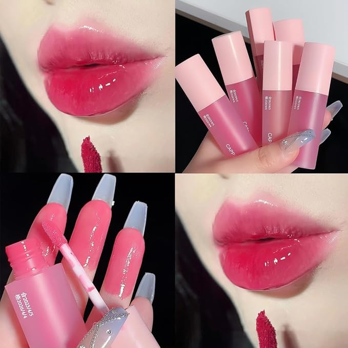 Petansy Hydrating Lip Gloss, 4 Colors Plumping Lipgloss, Waterproof MoisturizingTinted Lip Balm, Water Mirror Liquid Lipstick, Long-Lasting Bold Stain, Non-Sticky Natural Lip Makeup