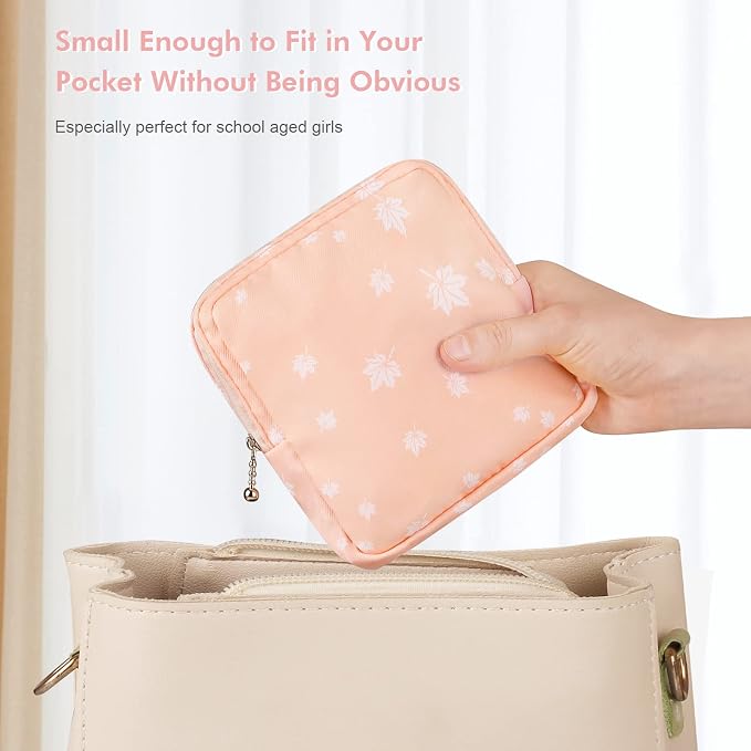 airogym 2 Pack Period Bag for Womens, Sanitary Napkin Storage Bag, Functional Waterproof Sanitary Pads Bags for Panty Liners, Tampons, Menstrual Cups Pouches, Sanitary Pads Organizer with Zipper