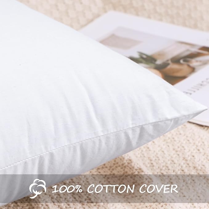 Artscope Synthetic Down Pillow Insert, 14x36 Throw Pillow Inserts Set of 2 | Down Alternative Ultra Soft Fluffy Sleeping Pillow, 100% Cotton Cover, Decorative Pillows-White