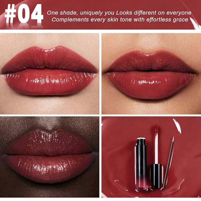evpct Cranberry Red Shiny Glossy Longwear No-Budge Liquid Lip Color Lipstick Makeup, Highly Pigmented Color Instant Shine, Waterproof Long Lasting Lipstick for Women, Lip Stain Gloss Lip Liner Brush