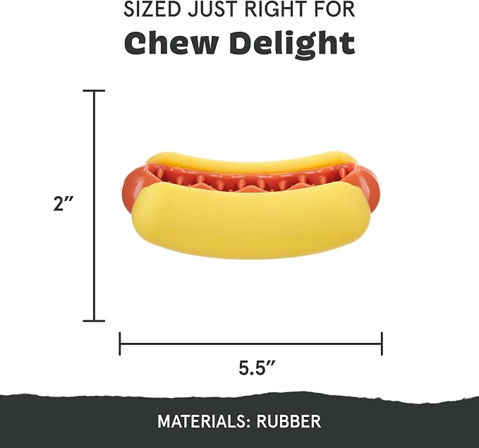 BarkBox Treat Meat Hot Dog Dog Toy - Toy for Medium Dogs