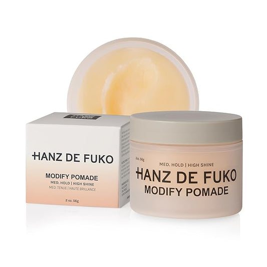 Hanz de Fuko Modify – Premium Men’s Hair Styling Pomade for a Medium Hold, High Shine – Ideal Texture Product for All Hair Types, Includes Premium Ingredients Such as Shea Butter – 2 oz, Travel Size
