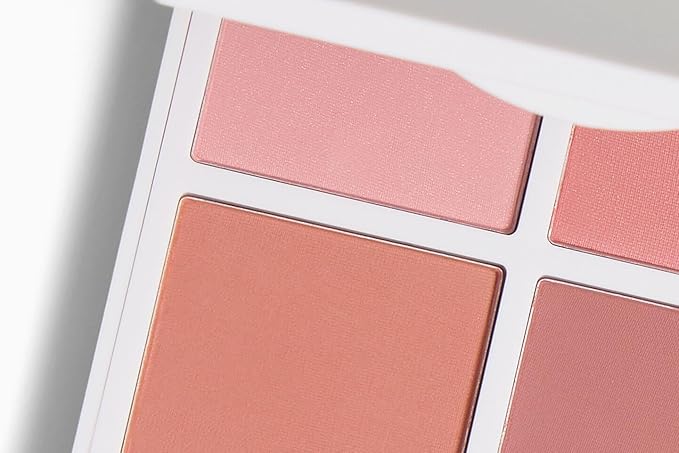 4-Shade Sunset Blush Palette, Pink Tones for Natural Flush, Silky Blendable Powder, Clean Vegan Formula, Travel-Friendly, Compact