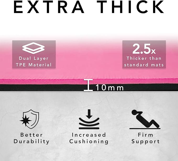 Large Exercise Mat – Extra Thick 10mm Workout Mat (72"x32") – Non-Slip TPE Yoga Mat for Women & Men – Pilates, HIIT, Fitness & Home Gym Mat – Includes Free Carry Bag