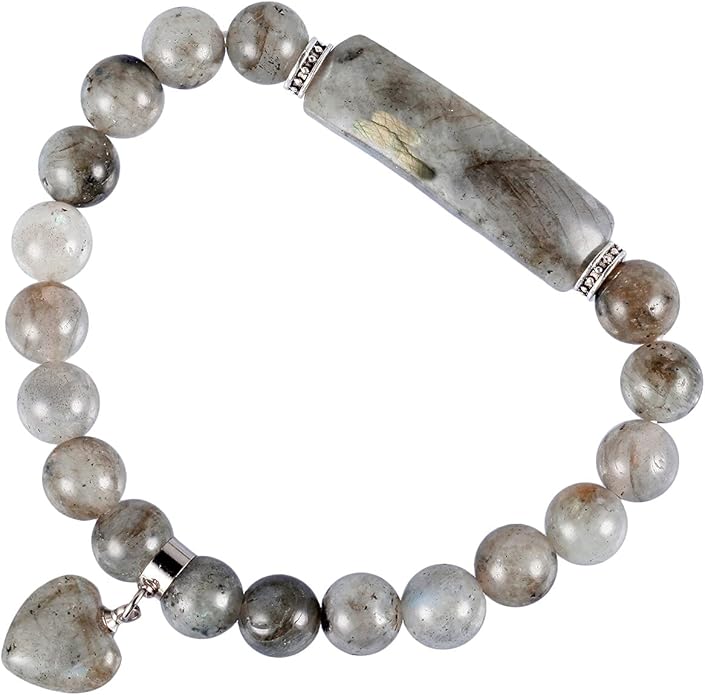 TUMBEELLUWA Healing Stone Bracelet 8mm Beads Chakra Crystal Energy Heart Charm Bracelet Handmade Jewelry for Women
