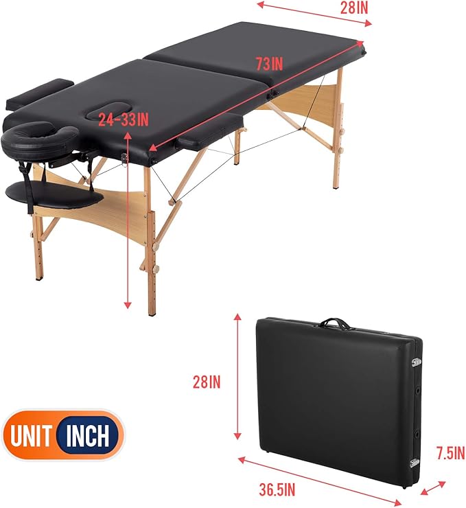 BestMassage Massage Bed Portable Massage Table 28 inch Wide Lash Bed Height Adjustable 2 Folding Spa Table with Non-Woven Bag for Spa Footmassage Facial CareSpa Tattoo