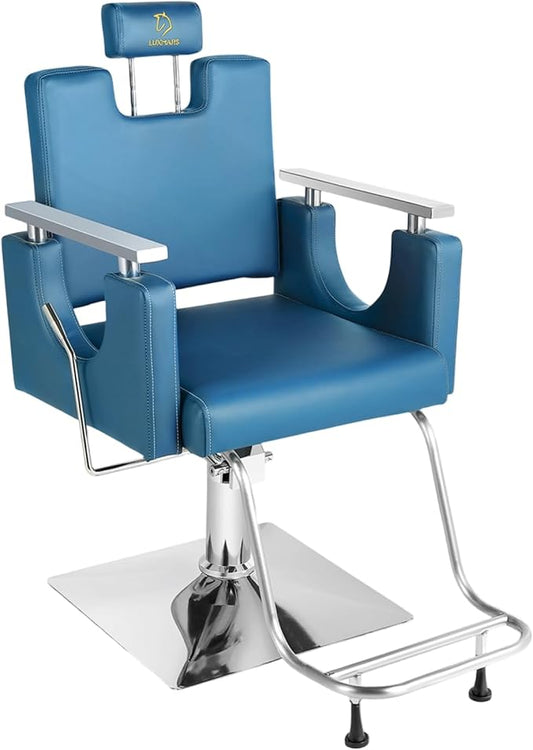 Heavy Duty Barber Chair, 360° Swivel Reclining Salon Chair for Hair Stylist, Height Adjustable Hydraulic Hairdressing Chair with Footrest for Barber Shop, Beauty Salon, Hairdressers