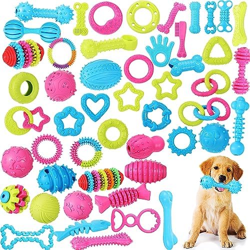 Jenaai 50 Pack Teething Toys for Puppies, Soft Chew Dog Set Small Dogs