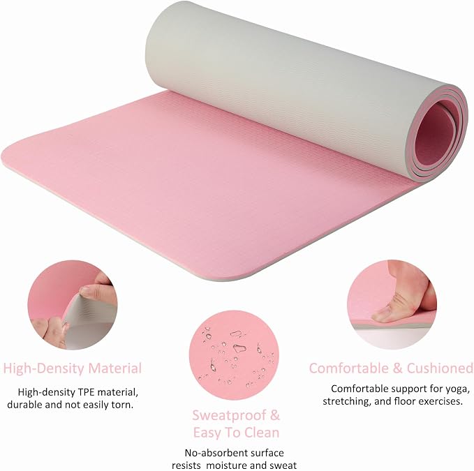 Thick and Wide Yoga Mat 72''x24''/35''(8mm/10mm) for Women and Men, Durable & Cushioned Yoga Mat with Carrying Strap for Pilates, Stretching and Home Workout