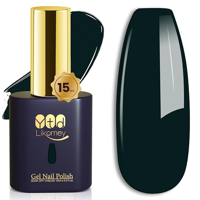 YTD Likomey Dark Emerald Green Gel Nail Polish,15ml Salon Home DIY Manicure and Pedicure Fall Winter Soak Off UV Color Varnish,CS415