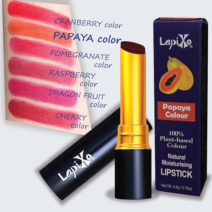 LAPIXO 100% Plant-based Color Lipstick, Unique Formula, Natural + Moisturizing | Non-Toxic, Antioxidant-rich, All Food Ingredients, Natural Matte Vibrant Color, 4.4g/0.15oz (Papaya color)