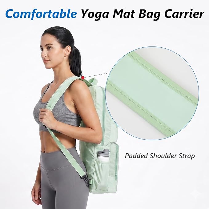 VISEMAN Yoga Mat Bag Carrier Waterproof Yoga Backpack with Multi Pockets, Lightweight Adjustable Yoga Bag for Mat, Yoga Blocks, Yoga Accessories