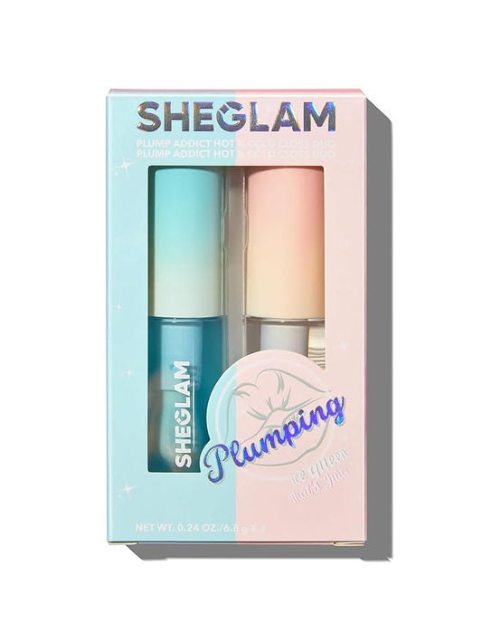 SHEGLAM Plump Addict Hot & Cold Gloss Duo 2 Pcs/Set Instant Volumising Lip Gloss Set High Shine Finish Moisturizing Lip Plumper Gloss Kit