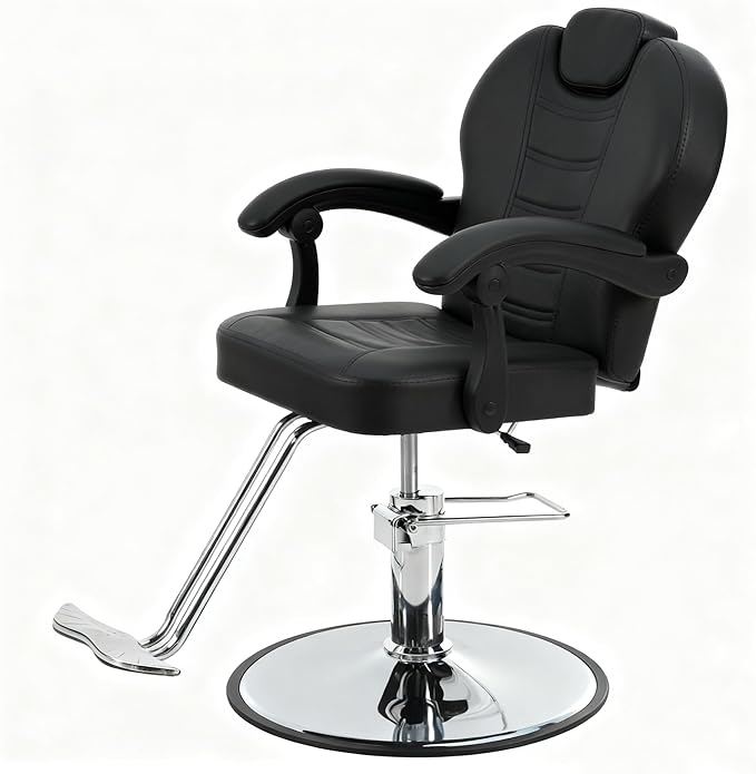 Barber Chairs for Barbershop,Reclining Salon Chairs for Hair Stylist with Heavy Duty Hydraulic Pump/Headrest/Footrest,360° Rotation, Tattoo Chair Shampoo Equipment for Beauty Shop