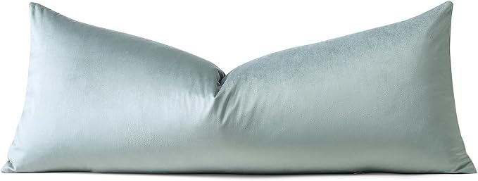 Artscope Luxury Velvet Lumbar Pillow Cover Super Soft Decorative Rectangle Throw Pillow Covers Case Cushion Covers for Sofa Couch Bedroom Car Decor 14x36 Inch Light Grey