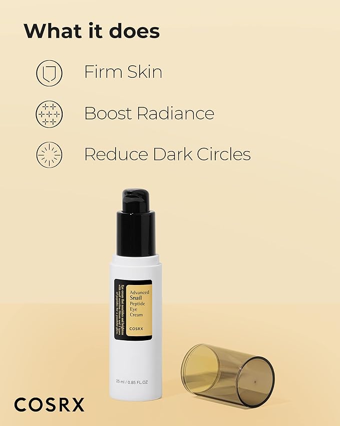 COSRX Peptide Collagen Hydrogel Eye Patch + Snail Mucin Peptide Under Eye Cream, Korean Skin Care