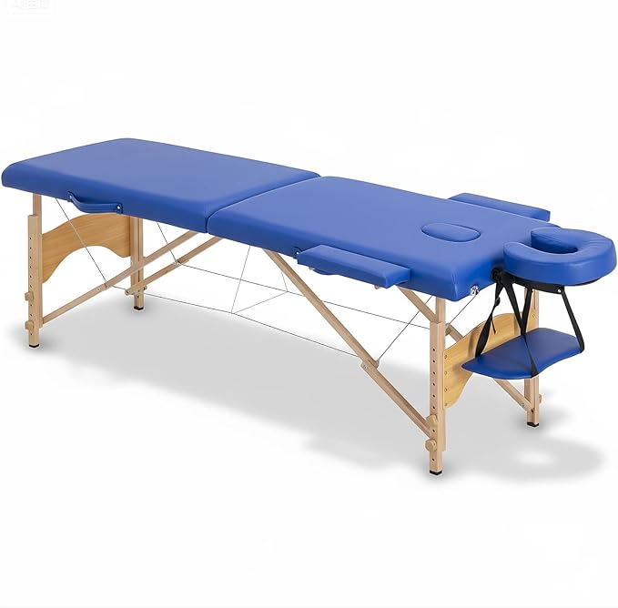 Artechworks Massage Table Massage Bed Portable Lash Bed for Eyelash Extensions Beauty Tattoo Table Adjustable for Spa Salon,Lightweight (Navy Blue, 2 Folding No Bag)