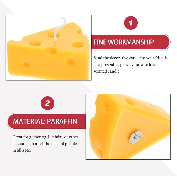 2pcs Cheese Shape Aromatherapy Candles with Fragrance Paraffin Wax Scented Decorative Candles for Party Home Relaxation Stress Relief Birthday and Festival Gift