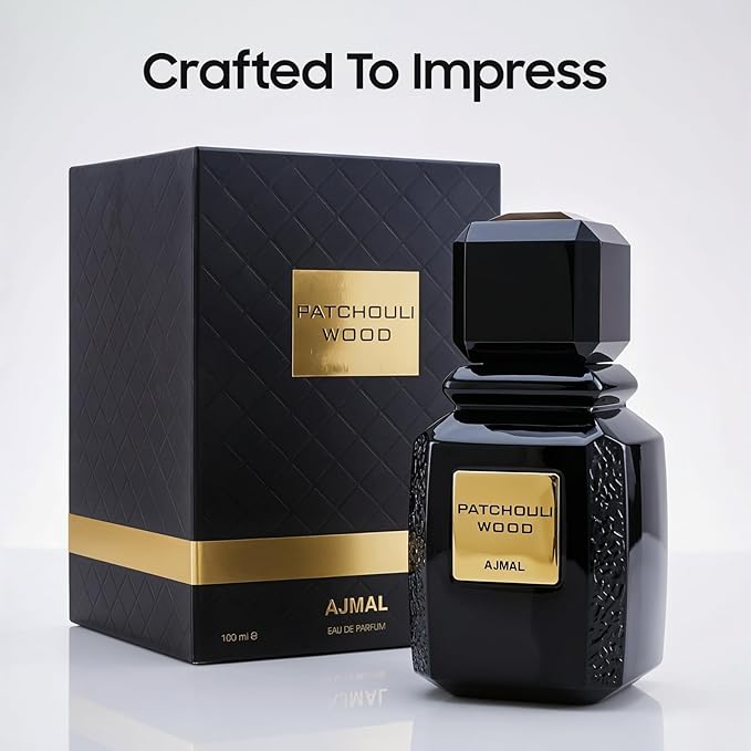 Ajmal Patchouli Wood Eau De Parfum Men 3.4 Oz / 100 ML Perfume For Men | Long Lasting Spicy Woody Fragrance - Made In Dubai