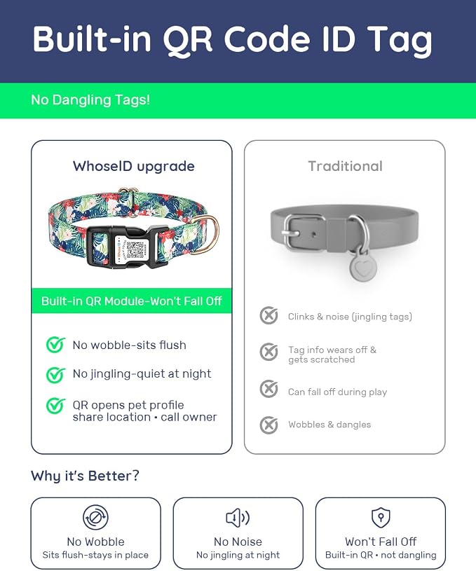 Dog Collar for Small Dogs with Smart QR Tags