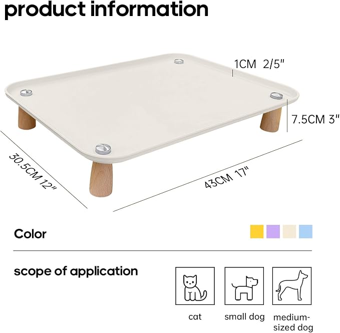 Large Elevated Cat & Dog Bowl Stand,3 inch Height Raised Feeder Compatible with Most Automatic Pet Feeders & Water Fountains, Anti-Slip & Spill-Proof Large Pet Food Tray,17 x 12 Inches (White)