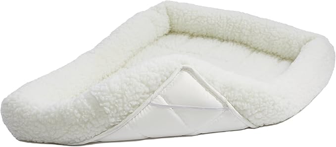 MidWest Homes for Pets QuietTime Dog Bed – White Fleece Bolster, Ultra-Soft and Machine Washable, Fits 24-Inch Crates and Carriers, for Small Breed Dogs (Pack of 2)