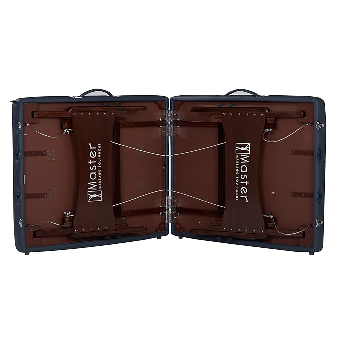 Master Massage Newport Royal Blue 30" Professional Portable Massage Table Package in Black with Ambient Lighting System