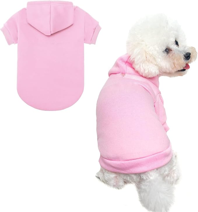BINGPET Dog Hoodie for Small Dogs, Soft Pullover Pet Sweater | Warm Dog Sweatshirt Clothes, Winter Hooded Outfit for Girl Boy Dogs Puppy, Chihuahua Cold Weather Coats Wear, Pink S