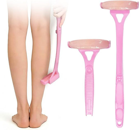Foldable Manual Leg Massage Rollers, Long Handle Face Leg Muscle Relaxation Massager, Dual Hot & Cold Use Body Roller for Back Neck Facial Muscle Relief, Pink