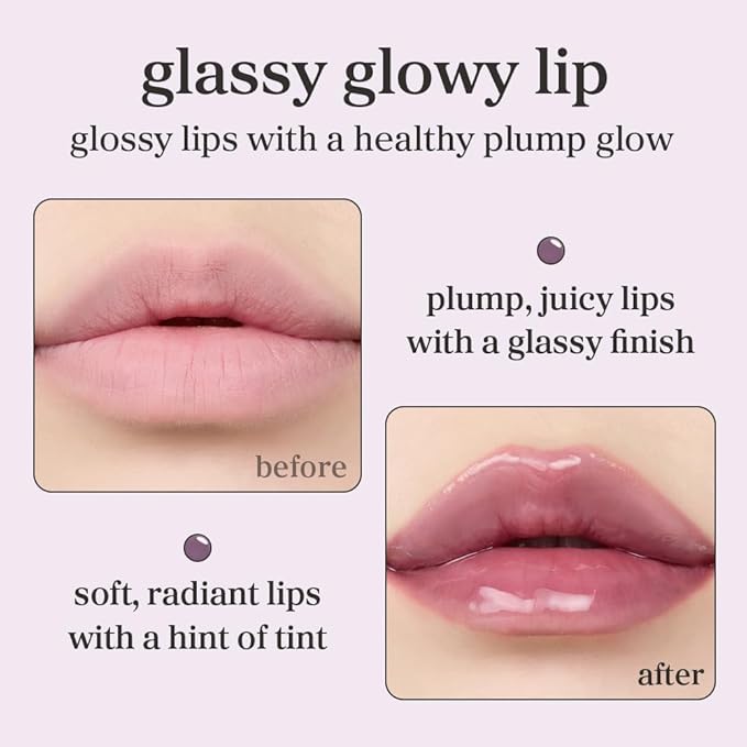 NOONI Korean Lip Oil - Appleblacktea | Long-Lasting, Moisturizing, Plumping, Revitalizing for Dry Lips, Waterproof, No Peel Off, Hydrating, Nourishing Crystal Clear, Stocking Stuffers, 0.12 FL Oz