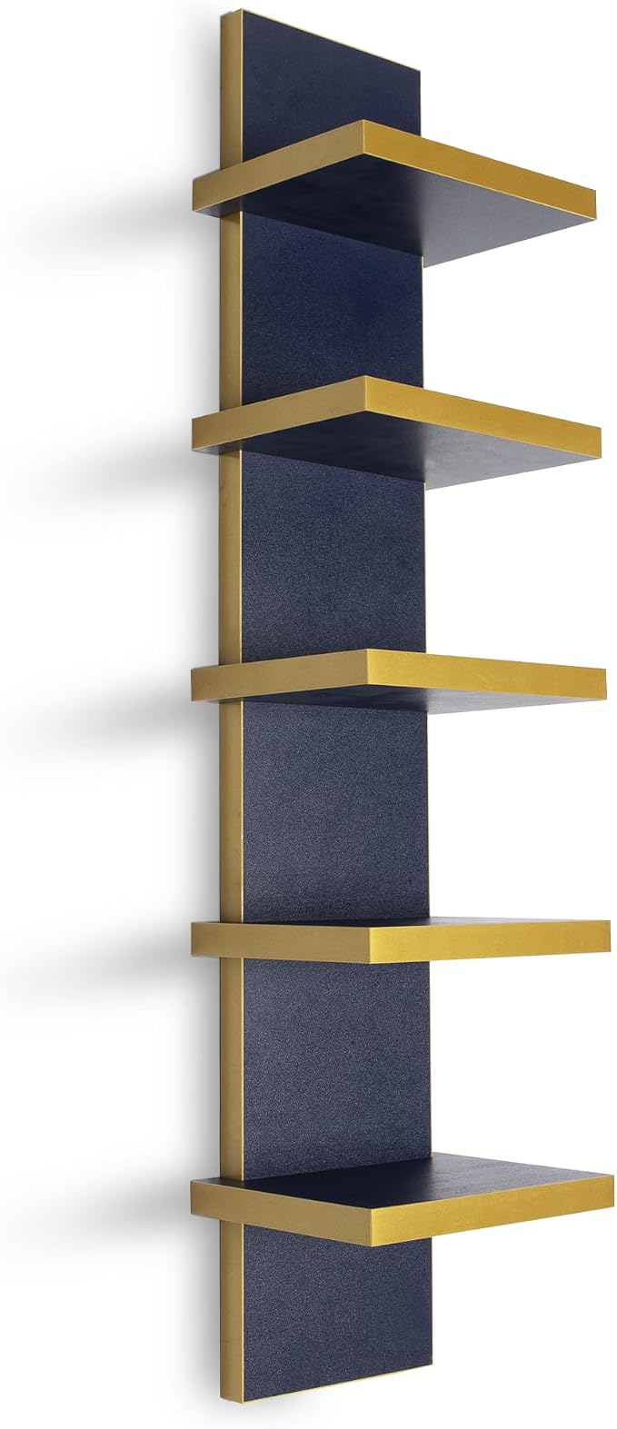 5 Tier Wall Shelf Unit, Decorative Wall Mount Vertical Shelving,Modern Column Floating Shelves for Bedrooms, Bathrooms (Blue)