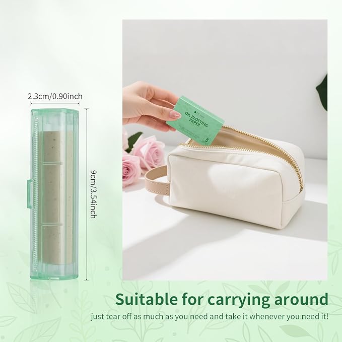 Oil Blotting Sheets for Face, DUcare 3 Roll Green Tea Blotting Paper For Oily Skin, Oil Absorbing Sheets For Face 5M+10M Replacement
