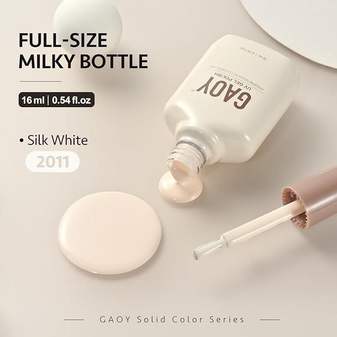 GAOY White Gel Nail Polish, 16ml Soak Off Gel Polish, UV Light Cure for Nail Art DIY Manicure at Home, 2011 Silk White