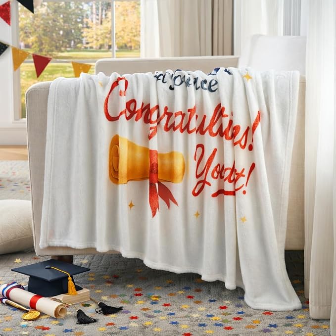 Graduation Gifts Blanket Class of 2026 – Inspirational Throw Blanket 50x60 Inch, Meaningful Graduation Gift for Him Her, Soft Cozy Plush Blanket for College High School Graduate