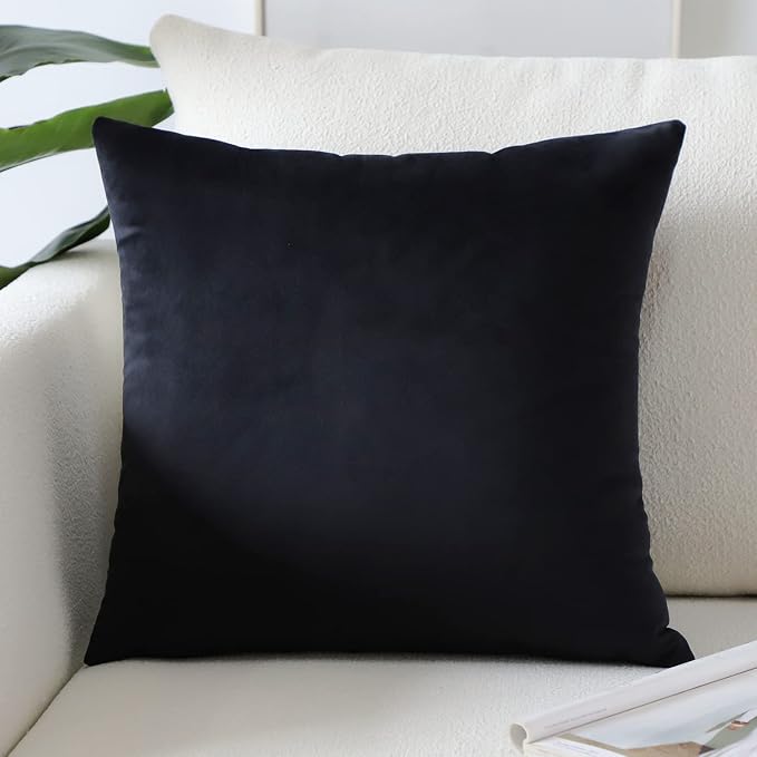 Artscope Luxury Velvet Pillow Covers Super Soft Decorative Square Throw Pillow Covers Case Cushion Covers for Sofa Couch Bedroom Car Decor 22x22 Inch Black