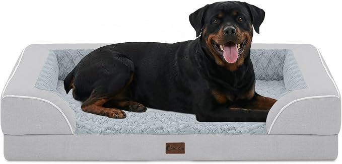 Orthopedic Dog Bed for Extra Large Dogs, 48x30in, Light Grey | Orthopedic Foam Relieves Joint Pressure, Bolsters Supports Head And Neck, Washable Cover, Non-Slip Bottom