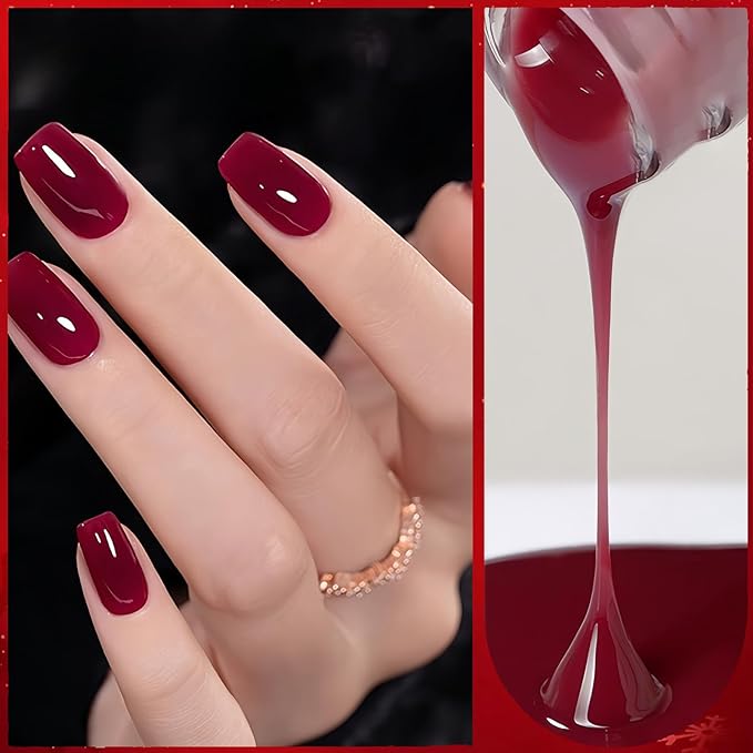 NovaCharm Jelly Red Nail Color, Water Based Quick Dry Polish for Women & Girls, Non Toxic Glossy Cherry Nail Color, Highly Pigmented Wine Red Shade for Beginners, 9 ML