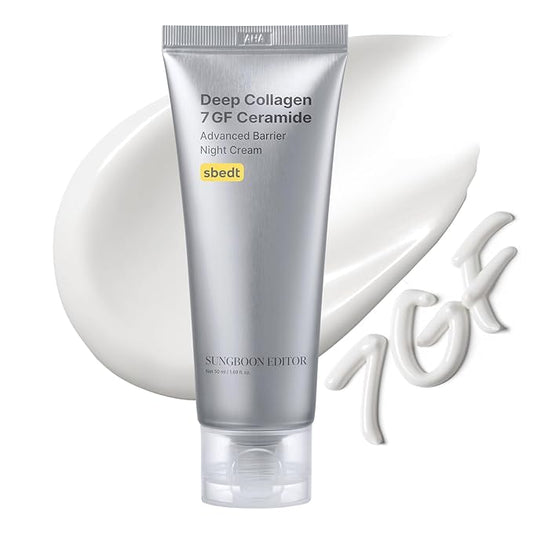 SUNGBOON EDITOR Deep Collagen 7GF Korean Night Cream for Face and Neck | Advanced Skincare Formula & Nighttime Moisturizer | 5 Ceramides & Retinol | Firm-Looking/Barrier-Supporting, 1.69oz
