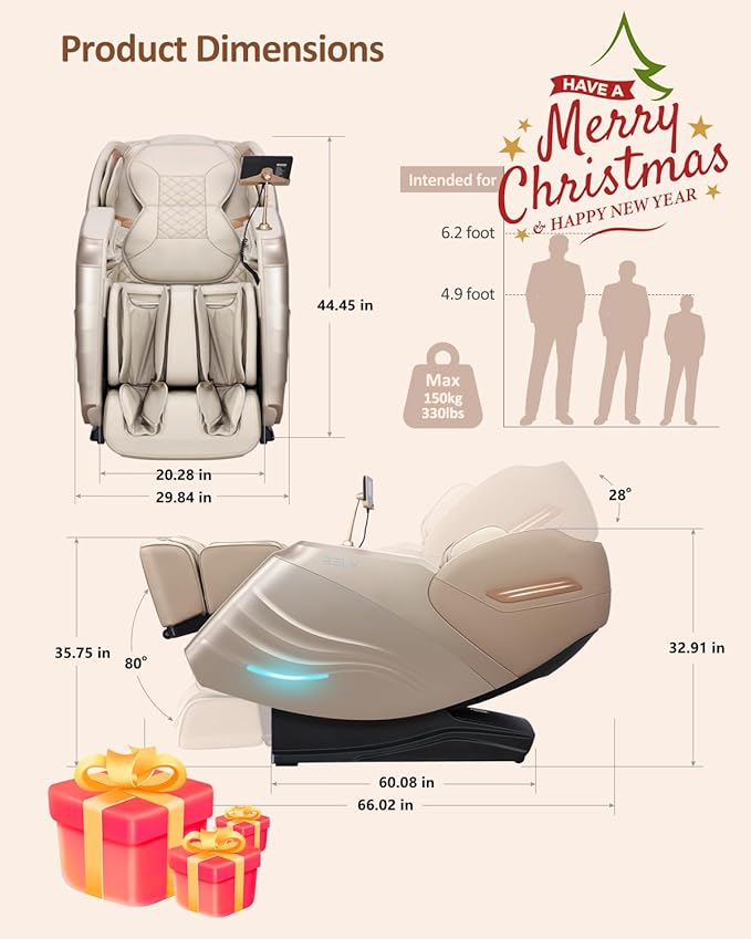 RELX 2025 Massage Chair Full Body, 15 Modes Zero Gravity SL-Track Shiatsu Massage Chair Built-in Heat System, Airbag Massage with Body Scan, Deep Yoga Stretch, Calfrest Extension and AI Control(Cream)