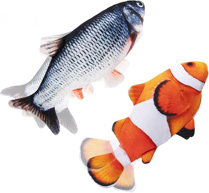 Interactive Cat Toys Flopping Fish with Catnip, Motion Activated Cat Toy