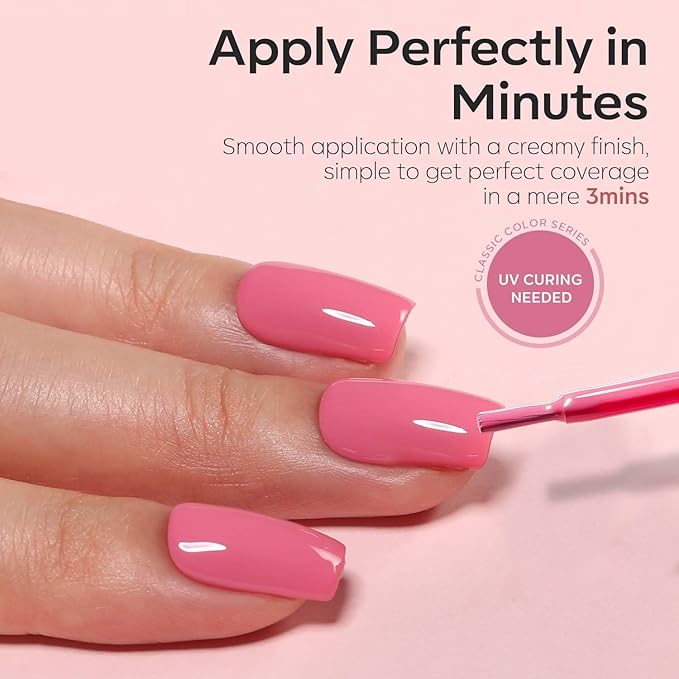 modelones Pink Gel Nail Polish Purple Gel Polish Nail Polish High Gloss Soak Off U V Valentine Nail Manicure Salon DIY for Women Girls 15 ML