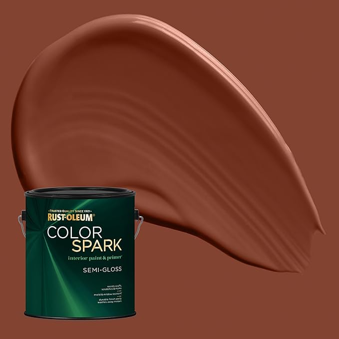 Rust-Oleum Color Spark Interior Paint and Primer in One, Semi-Gloss, Red Rocks, 1 Gallon