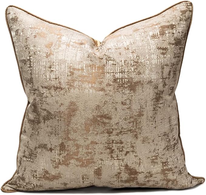 vctops Gold Decorative Luxurious Throw Pillow Covers Jacquard Square Cushion Cases Pillowcase for Bed Sofa Couch Chair Car Home Decor (Gold D,20"x20")