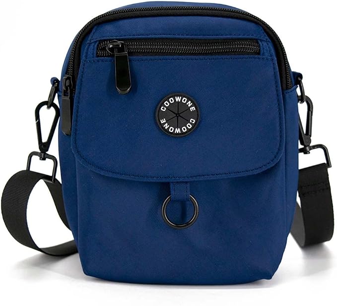 Dog Walking Bag Crossbody Waterproof & Lightweight Treat Pouch for Pet Training, Puppy Treat Tote, Dog Mom Purse (Navy Blue 1.0)